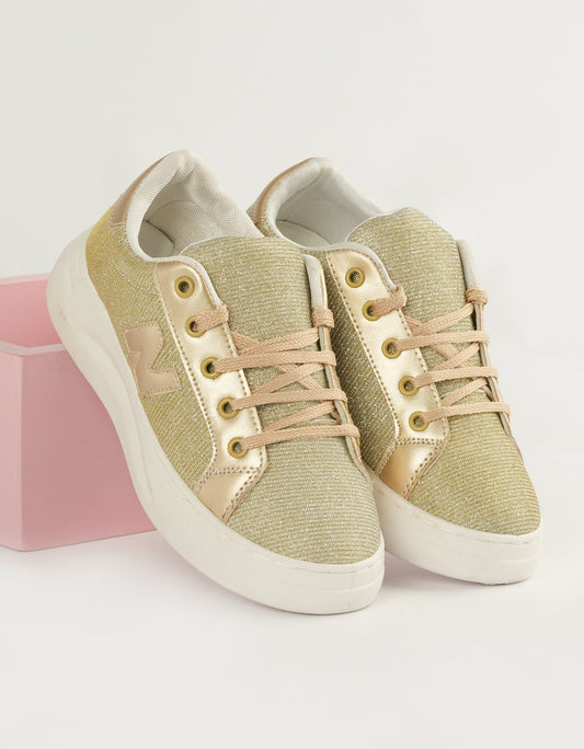 Lustrous Luxe Sneakers - Champagne Gold