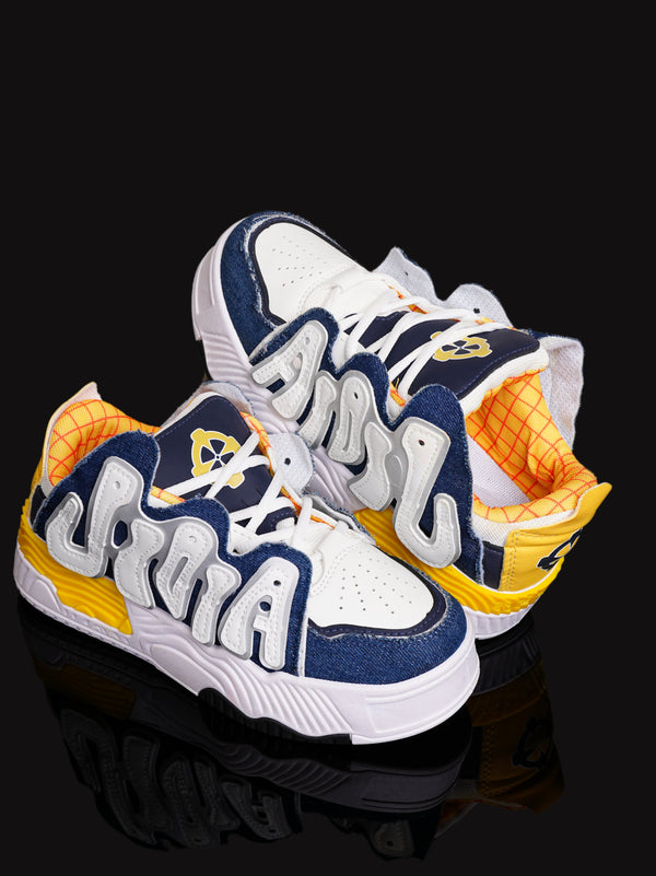 AJK-0711 Women’s Yellow & Blue Chunky Sneakers – Stylish Streetwear Comfort Shoes