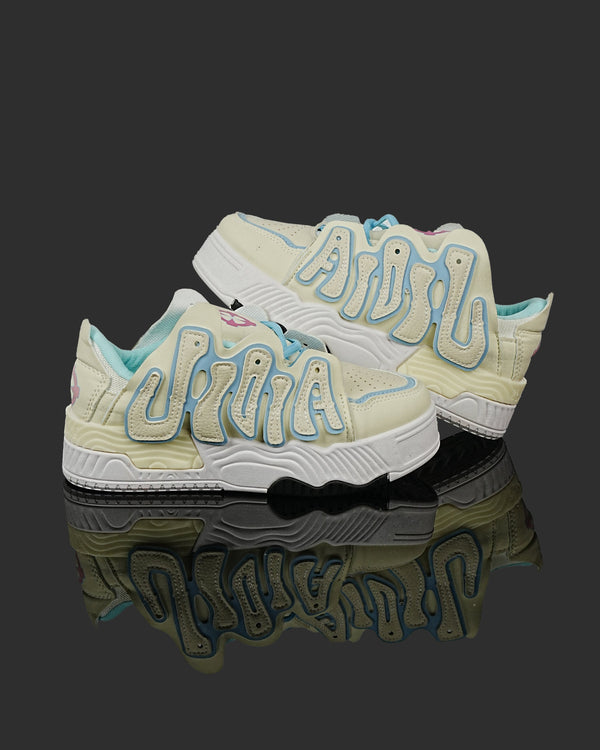 Trendy White & Light Blue Casual Sneakers – Unisex Comfort Wear