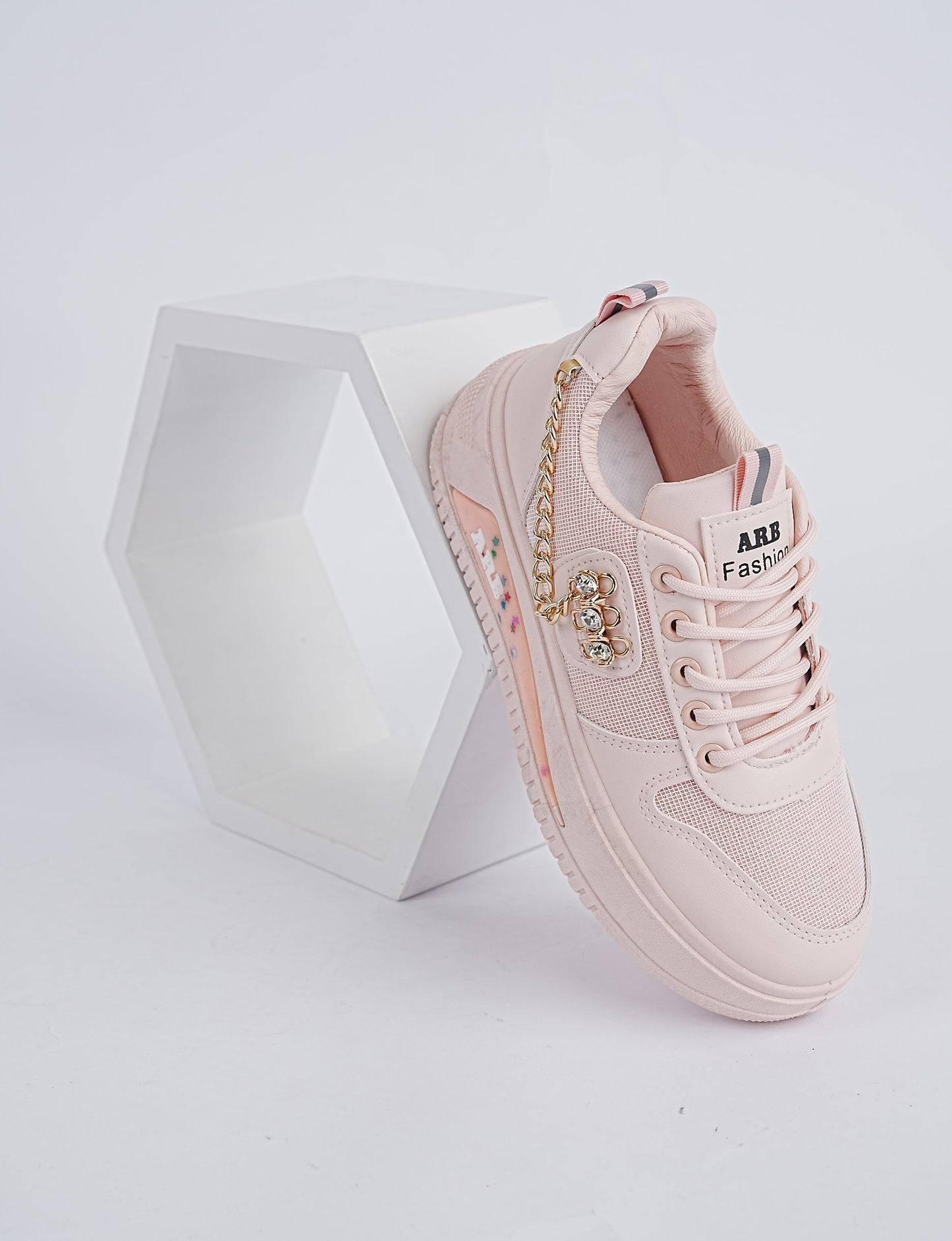 Blush Luxe Chain Sneakers – Elegant Style, Everyday Comfort