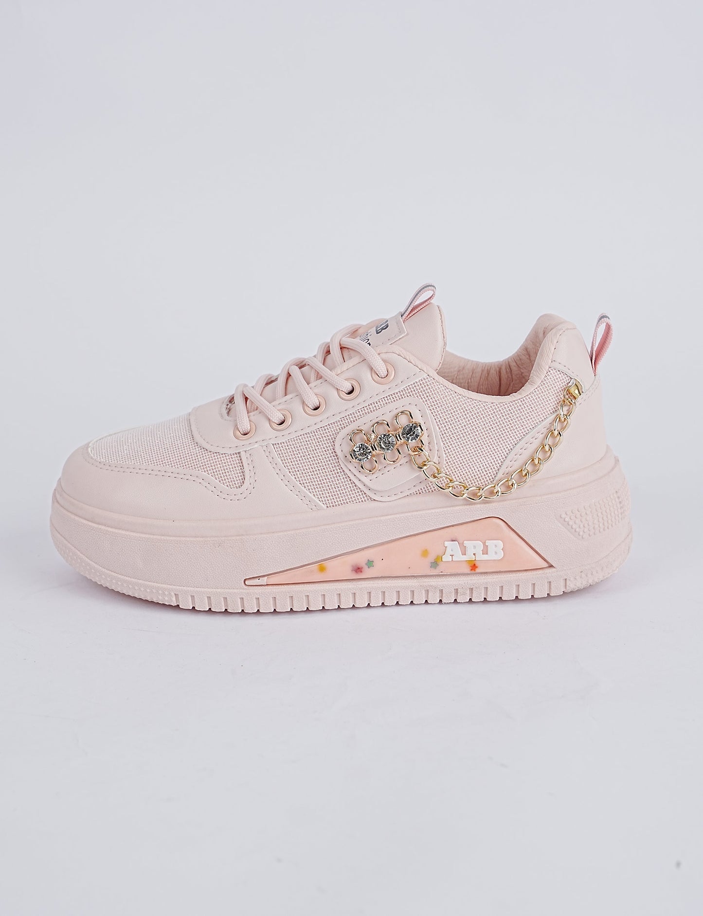 Blush Luxe Chain Sneakers – Elegant Style, Everyday Comfort