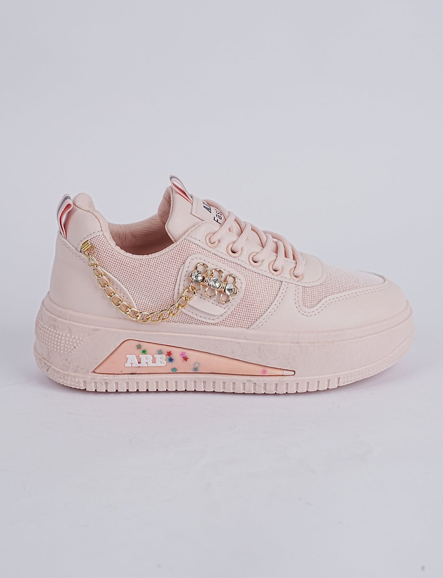 Blush Luxe Chain Sneakers – Elegant Style, Everyday Comfort