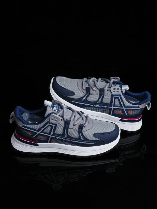 Men's Performance Running Shoes - Navy & Grey Mesh