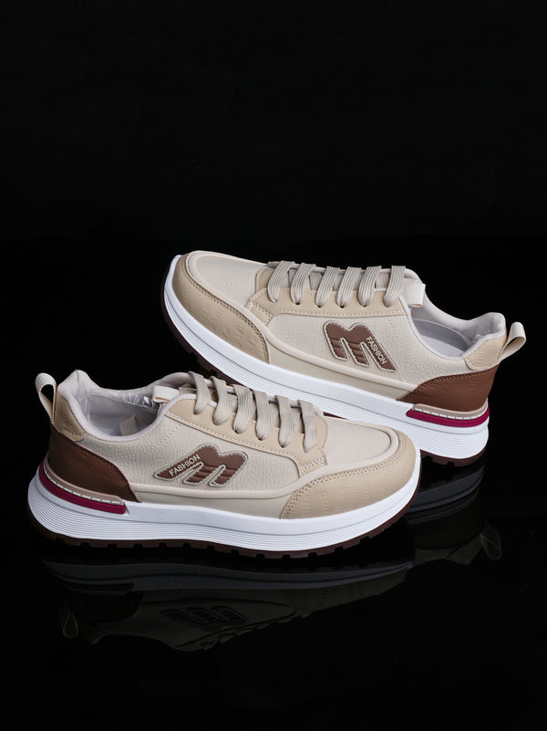 Men's Beige & Brown Lifestyle Sneaker - Aesthetic Comfort