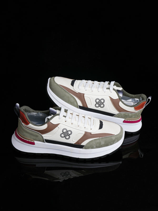 Men's Sage Green & Brown Retro Runner - Multi-Tone Style