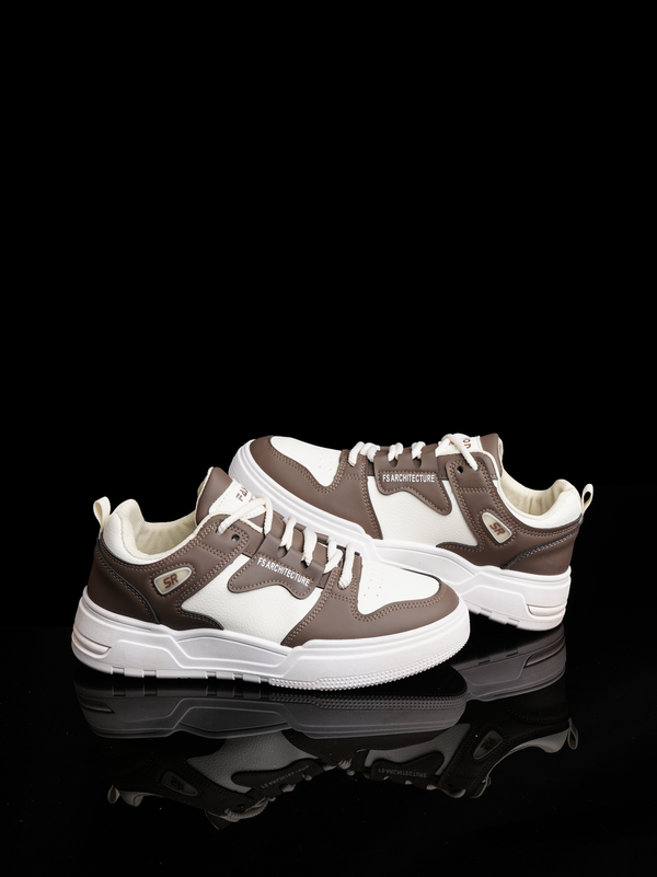 Brown & White Retro Court Sneaker | Chunky Low-Top Streetwear Shoe