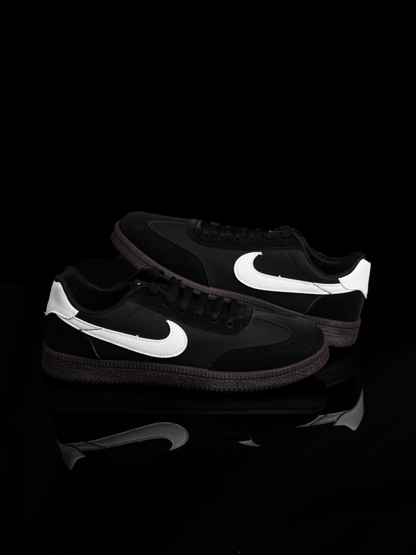 Black Nike Retro Indoor Trainer | White Swoosh Gum Sole Sneaker