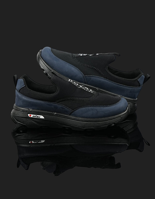 Men’s Black & Navy Slip-On Sneakers – K-813 Casual Comfort Shoes